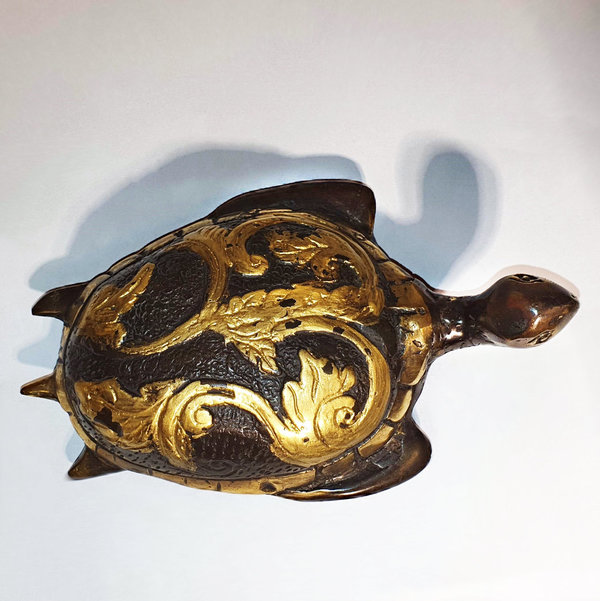 Wasserschildkröte aus Bronze, verziert, Länge ca 16cm