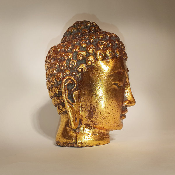 Buddha-Kopf goldfarben, Höhe ca. 11,5 cm