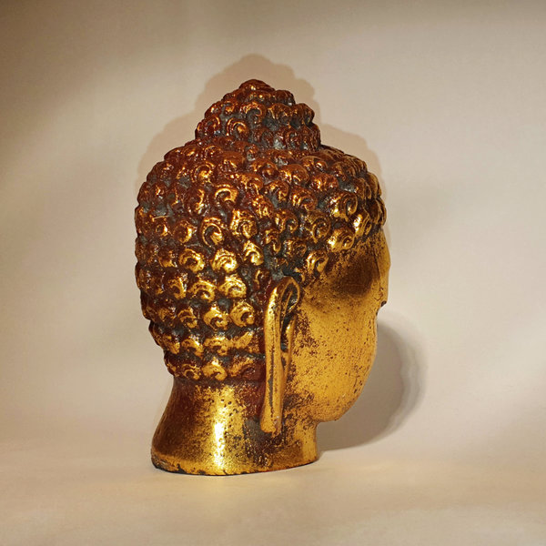 Buddha-Kopf goldfarben, Höhe ca. 11,5 cm