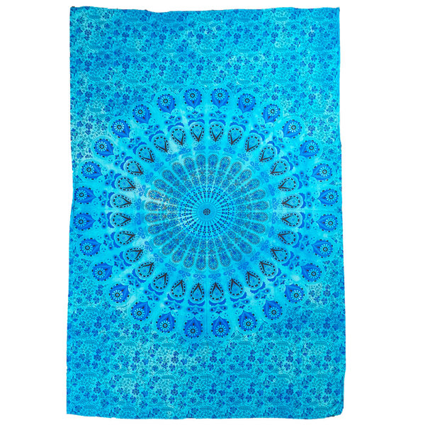 Tagesdecke / Wandbehang aus Baumwolle, ca.150x220cm, Mandala, türkis