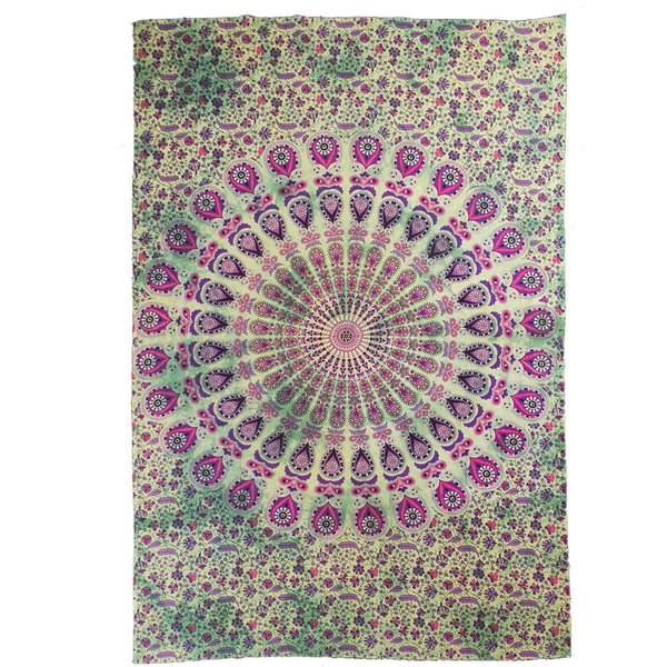 Tagesdecke / Wandbehang aus Baumwolle, ca.150x220cm, Mandala, grün